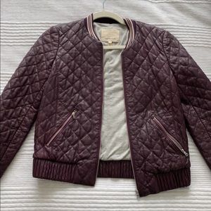 Rebecca Taylor Plum Quilted Bomber Jacket